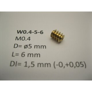 M0.4 D=ø5 L=6 DI=1.5 mm Brass