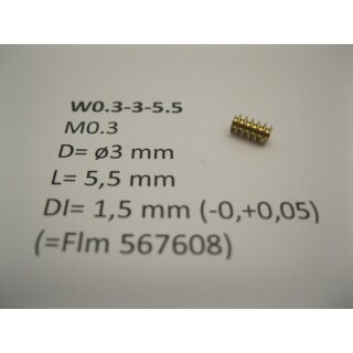 Schnecke Messing M0.3 D=ø3 L=5.5 DI=1.5 mm