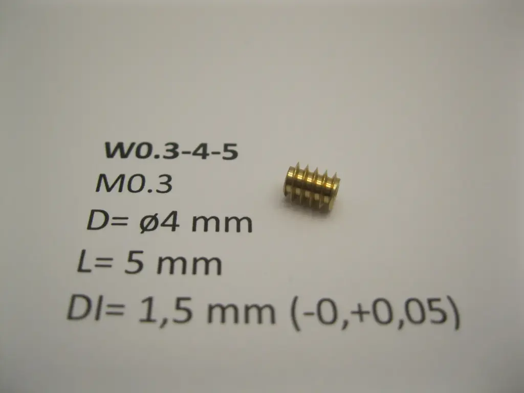 Schnecke Messing M0.3 D=ø4 L=5 DI=1.5 mm