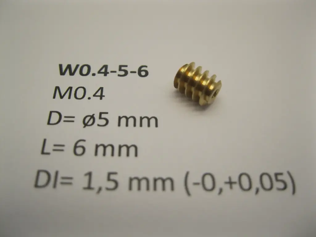 Schnecke Messing M0.4 D=ø5 L=6 DI=1.5 mm