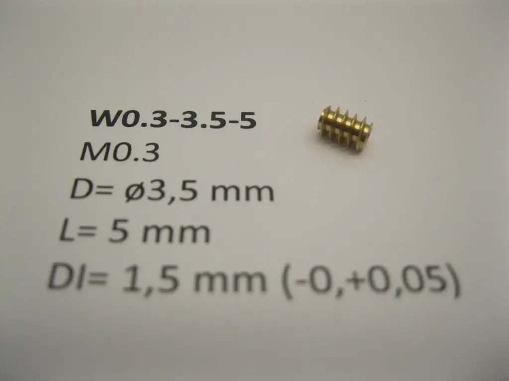 Schnecke Messing M0.3 D=ø3,5 L=5 DI=1.5 mm