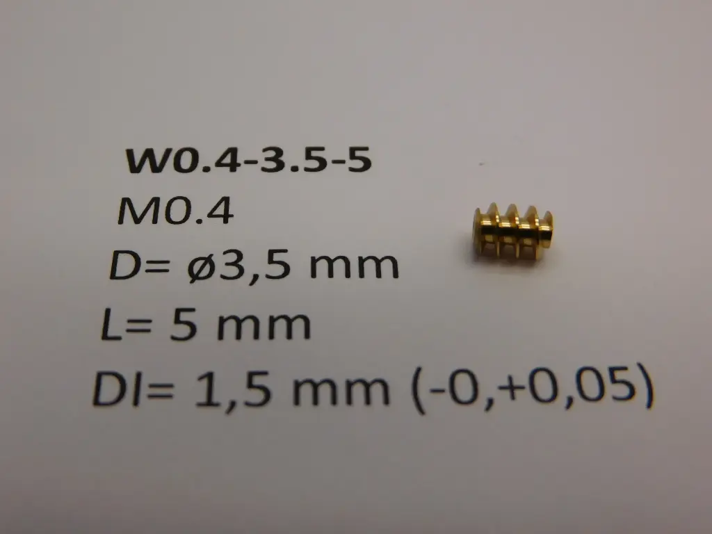 Schnecke Messing M0.4 D=ø3.5 L=5 DI=1.5 mm
