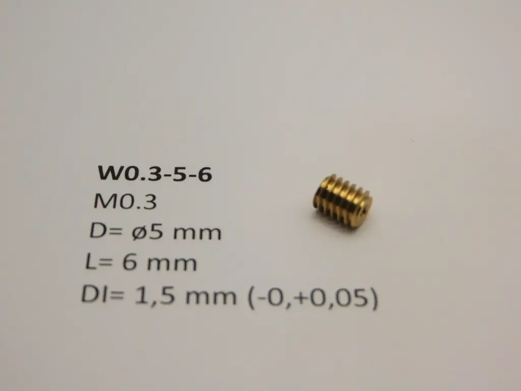 Schnecke Messing M0.3 D=ø5 L=6 DI=1.5 mm