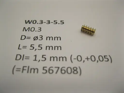 [W0.3-3-5.5] Schnecke Messing M0.3 D=ø3 L=5.5 DI=1.5 mm