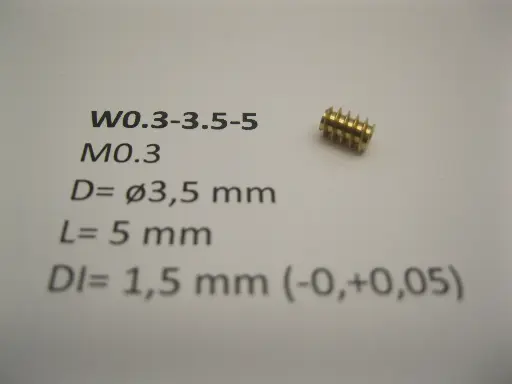 [W0.3-3.5-5] Schnecke Messing M0.3 D=ø3,5 L=5 DI=1.5 mm