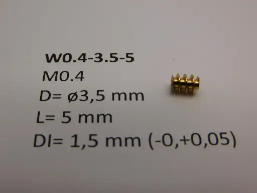 [W0.4-3.5-5] Schnecke Messing M0.4 D=ø3.5 L=5 DI=1.5 mm