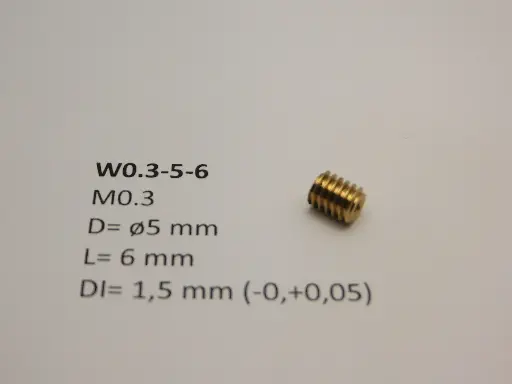 [W0.3-5-6] Schnecke Messing M0.3 D=ø5 L=6 DI=1.5 mm